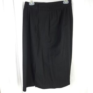 VTG Sag Harbor Black Wool Pencil Midi Skirt Women 12 30x26